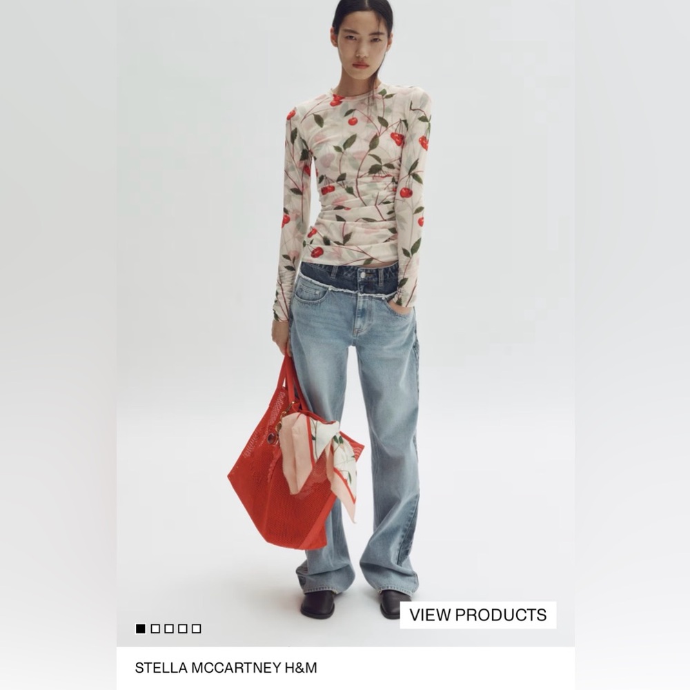 H&M x Stella McCartney Cherry Print Mesh Top Size Small NWT - Picture 2 of 4